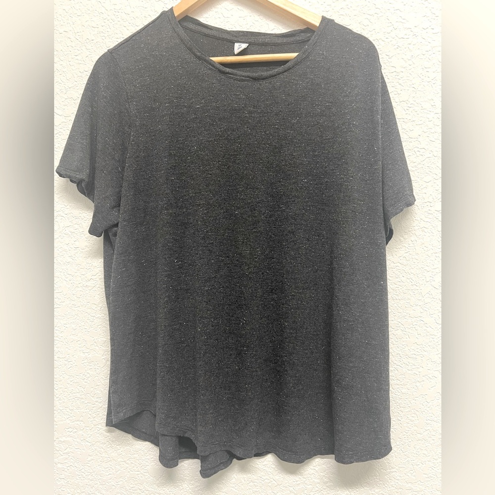 *Old Navy Luxe Charcoal Grey Sparkly Metallic Tee Shirt XXL